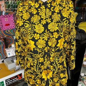 Vintage Embroidered Black and Yellow Jacket